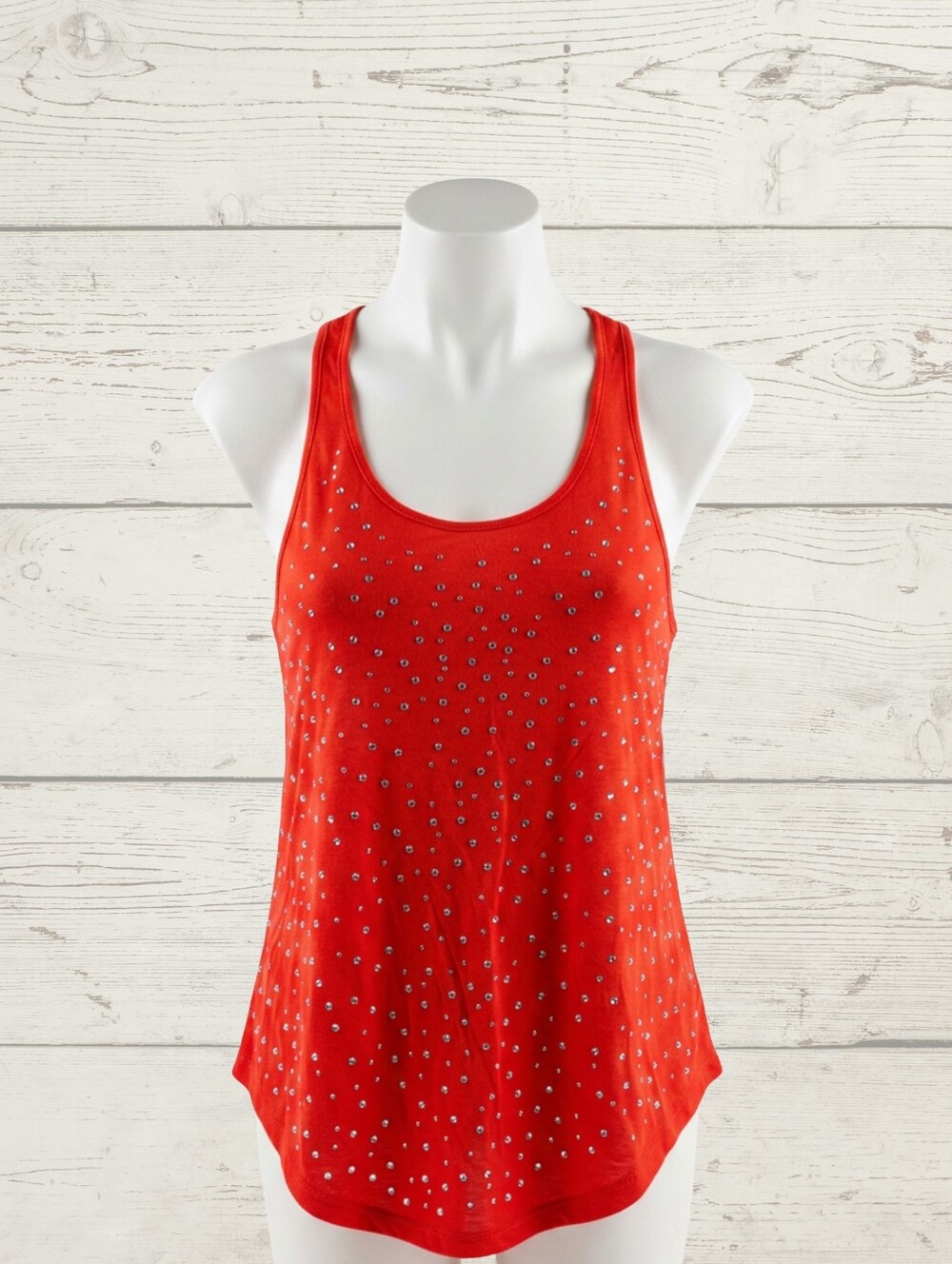 NWT Irreplaceable Red Rhinestone Bedazzled Racerback Tank Top Flared Medium